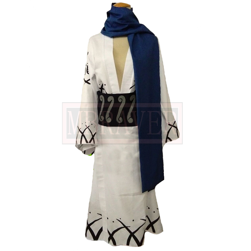 Men'S Kimono Accessories - Samurai Ryuma Blue White Kimono Cosplay