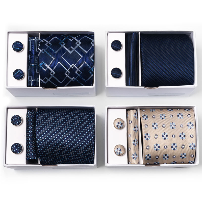 New Men's Flower Polka Dot Mul - Neck Tie Set Box 评论和价格
