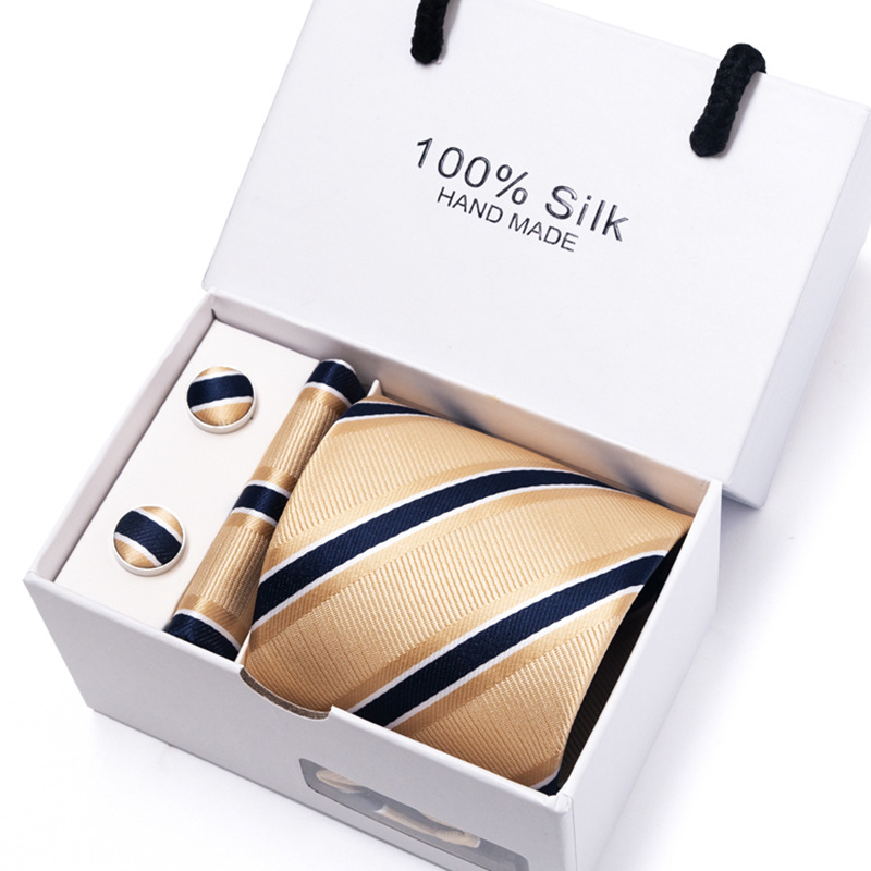 New Men's Flower Polka Dot Mul - Neck Tie Set Box 评论和价格