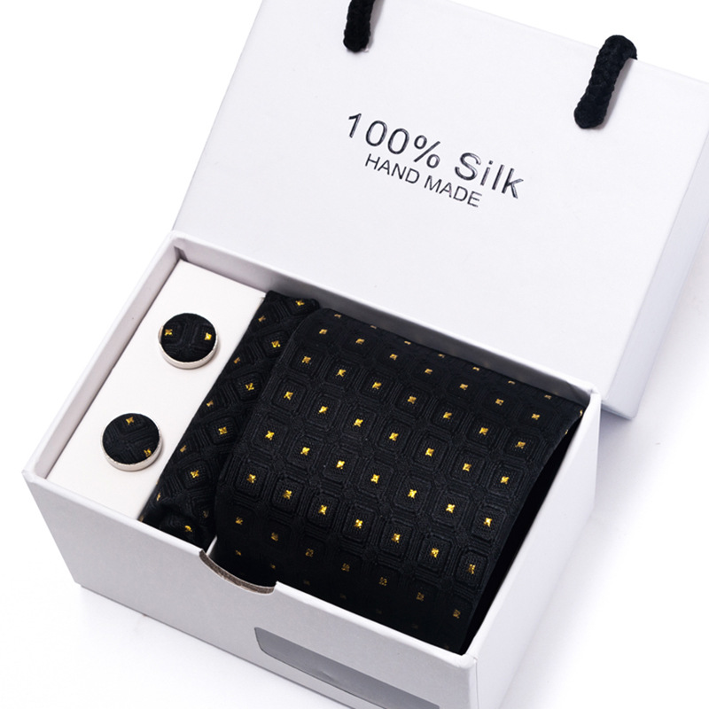 New Men's Flower Polka Dot Mul - Neck Tie Set Box 评论和价格