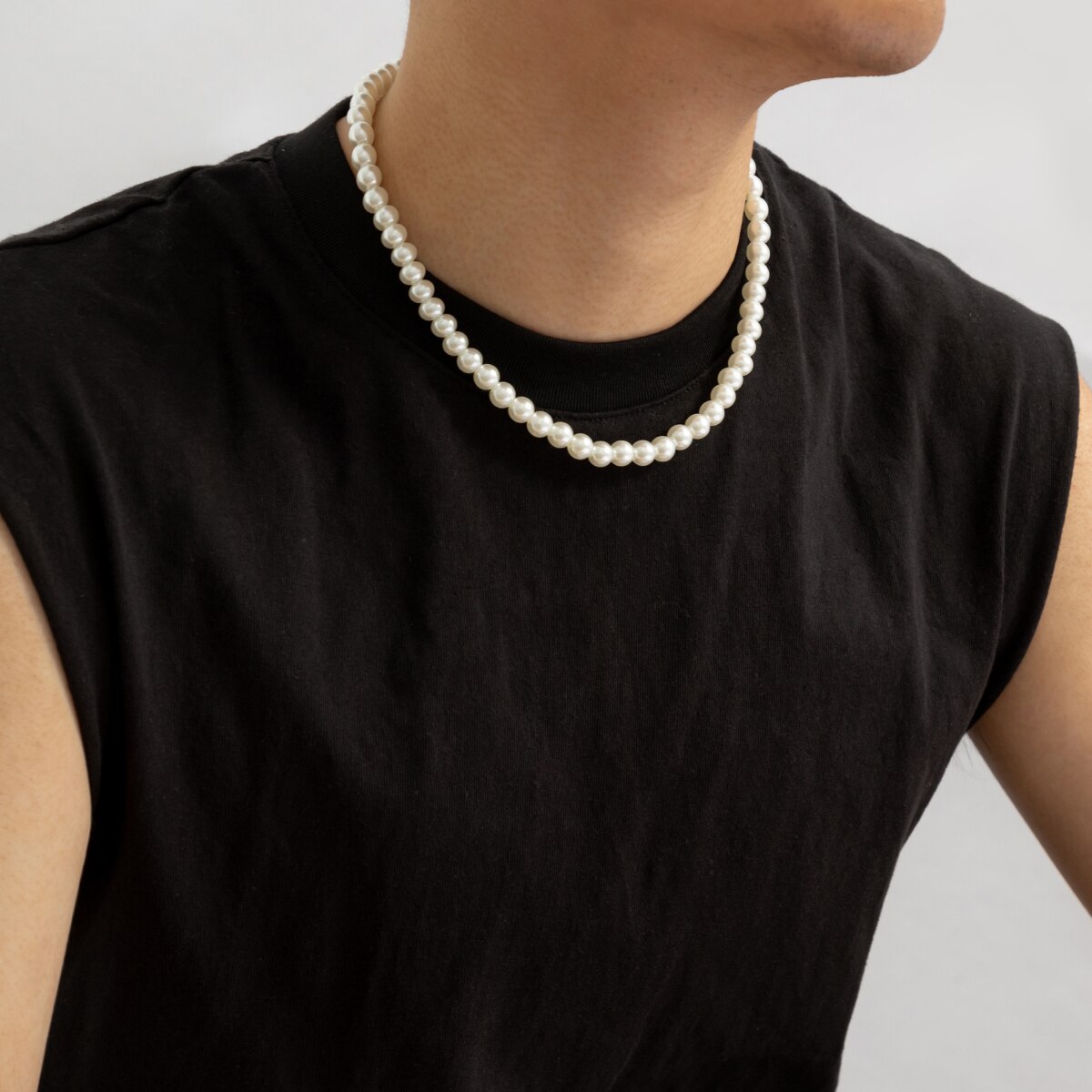 Simple Imitation-Pearl Beaded  - Men Accessories Neck Chain 评论和价格