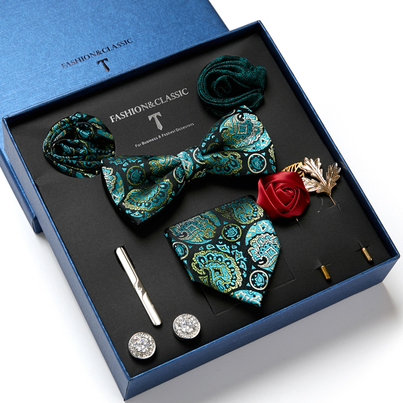 Green Mens Tie Gift Box Paisle - Neck Tie Set Box 评论和价格