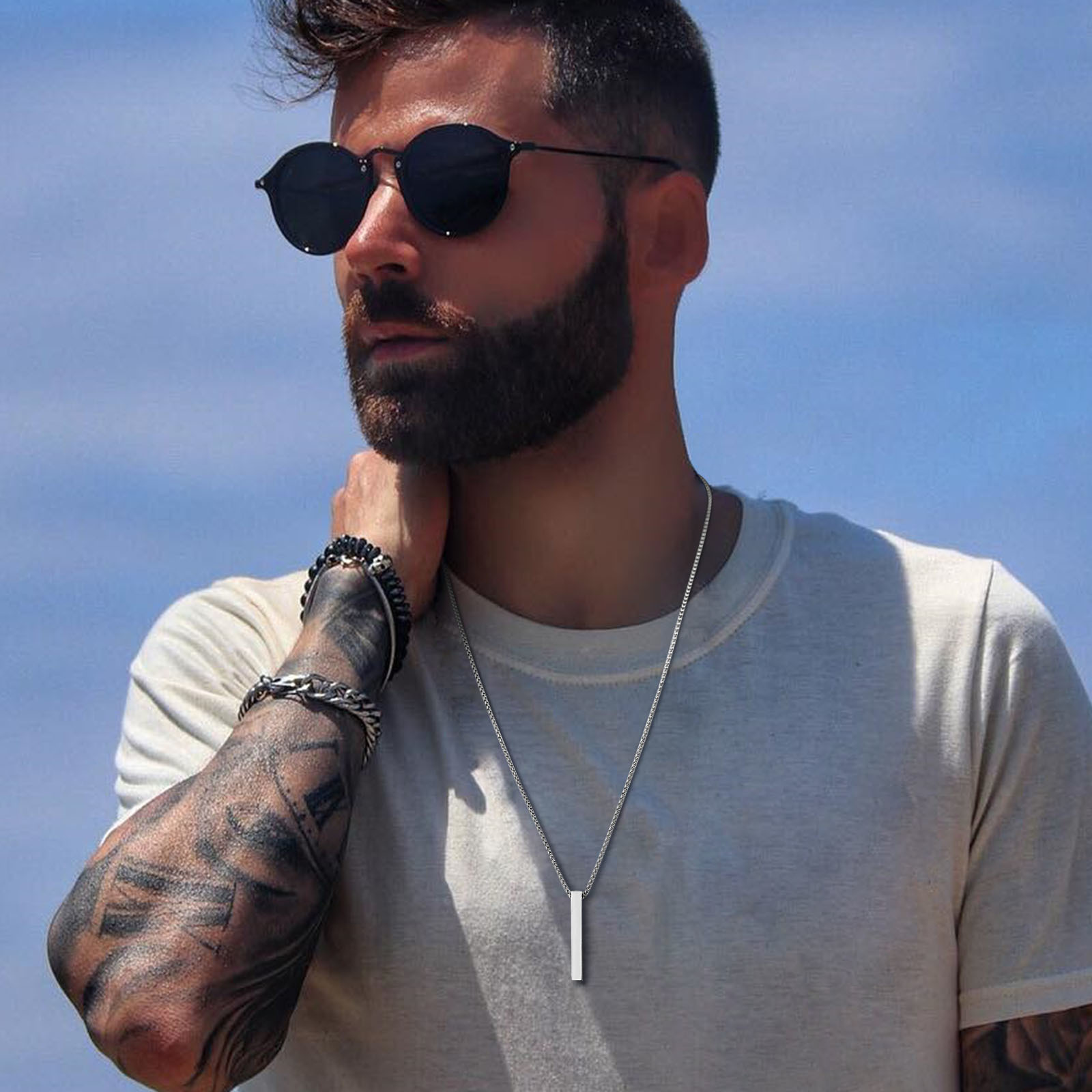 Vnox 5mm Pillar Necklace for M - Men Accessories Neck Chain 评论和价格