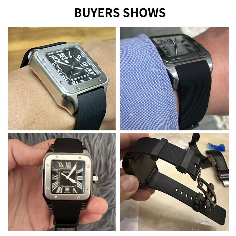 Black Blue Silicone Watch Stra - Men'S Accessories Cartier 评论和价格